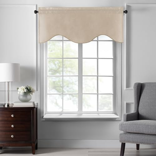 Elrene Home Fashions Colette Mantovana in finta seta smerlata, 127 x 53 cm (mantovana smerlata), tortora