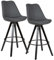 Wohnling 2er Set Barhocker Anthrazit/Schwarz, Design Barstuhl Stoff/Massivholz Skandinavisch 2 Stück, Tresenhocker mit Lehne Sitzhöhe 77 cm