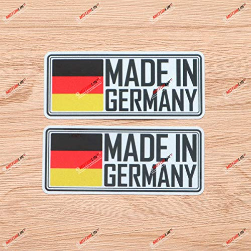 Made in Germany Deutsche Flagge Auto Aufkleber Vinyl Sticker - 2er-Pack Reflektierend, 10,2 cm Rechteck