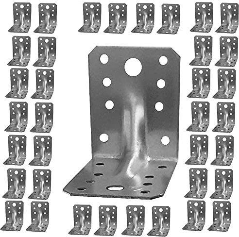 Pack of 50 Angle Corner Brackets Plates, Metal Galvanised Z275 275 (g/m2) 20 (μm) Size: 2,75x 2,75x 2,17x 0,06 (70 x 70 x 55 x 1,5mm)