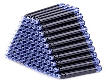40Pcs Ink Cartridge Disposable Erasable Blue Fountain Pen Refills Black Refills 3.4 mm Bore Diameter Universal Ink Sac (40Pcs Blue(erasable))