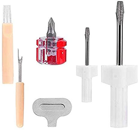 1 Set Sewing Machine Repair Kit - Tool Set Include Screwdriver, Thread Removal Slot Screwdriver and Cleaning Brush - Suitable for Machine Cleaning and Repair