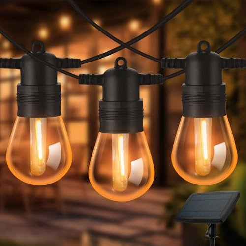 OxyLED Lichterkette Außen, 16M Solar Lichterkette Wetterfest IP65 mit 15+1 S14 Glühbirnen 3 Modes Outdoor Lichterkette Automatischer Schaltfunktion für Garten, Party, Hochzeit, Terrasse