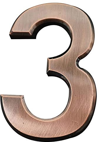 ETEC 4 Inch 3D Mailbox Number, Self Adhesive House Number Waterproof Door Street Number Stickers for Home Apartment (NO.3)