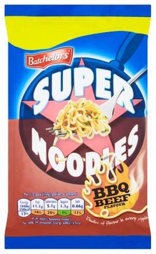 Batchelors Super Noodles BBQ Beef 90g - Case of 8 (Price Marked)