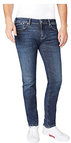 Pepe Jeans London Low Hatch Herren Slim Fit Low Rise Stretch Denim, mittlere Blaue Waschung