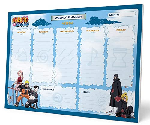 Grupo Erik Wochenplaner Block A4 Kalender Planer Naruto Anime Tischplaner A4 - Tischkalender ohne Datum - Schreibtischunterlage Papier