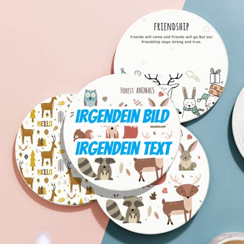 Personalisierte Keramikuntersetzer - Getränkeuntersetzer Bedruckt mit Ihrem Bild, Text - untersetzer Keramik eckig rund (Rund)