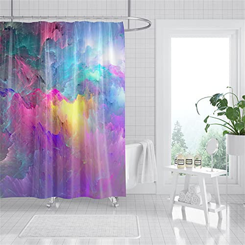 Jqynn Bunter Clou Duschvorhänge 90x180cm, Gewichteter Saum, Wasserdicht Waschbar, Anti-Schimmel, Schnell Trocknend Polyestergewebe Badezimmerzubehör, Lang Textil Farbe Shower Curtain mit Haken
