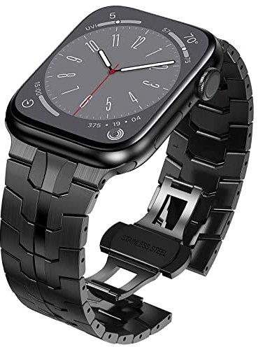 WINGLE Compatible con Apple Watch Band de 42 mm, 41 mm, 40 mm, 38 mm, Series 10 9 8 7 SE 6 5 4 3 2 1 para hombre, correas de reloj de metal sólido de acero inoxidable para iWatch pulsera de eslabones