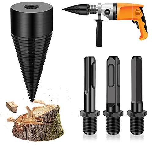 Taladro Divisor de Leña, Cortador de Troncos, Broca Cónica Para Madera, Astilladora Con Broca Cuadrada, Redonda y Hexagonal (42mm)