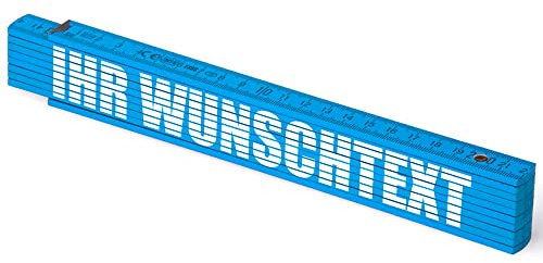 Metro pieghevole da 2 m, colore azzurro - con testo a scelta - testo - Scritta - Personalizzato - Scala a maglie - Metro stampato - Gadget per uomini nonno papà festa della mamma Natale