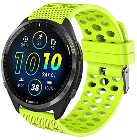 Blueshaweu Bracelet Compatible pour Garmin Forerunner 965, Respirant Sport Silicone Bracelet De Compatible pour Montres connectées Garmin Forerunner 265/Forerunner 965 46mm Smartwatch (Vert)