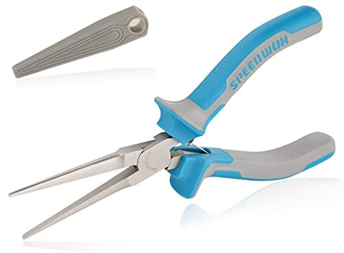 SPEEDWOX 15,2 cm Spitzzange für Schmuckherstellung - Mini-Zange Mit Extra Langer Nase, Dünne Präzisions-Drahtschlaufe, Glatte Backen, Plyers Mit Schutzhülle