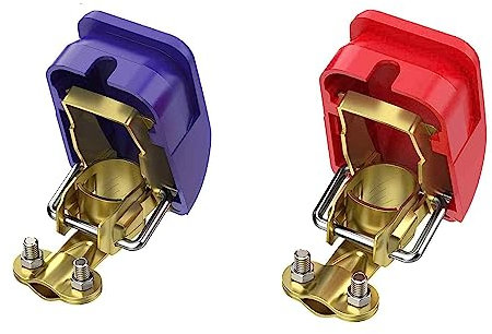 AUTOZOCO Terminal bornes de desconexión rápida batería, Conectores de desconexión rápida, Bornes de Batería liberación rápida, Terminales batería de conexión fácil, 12V, Rojo y azul