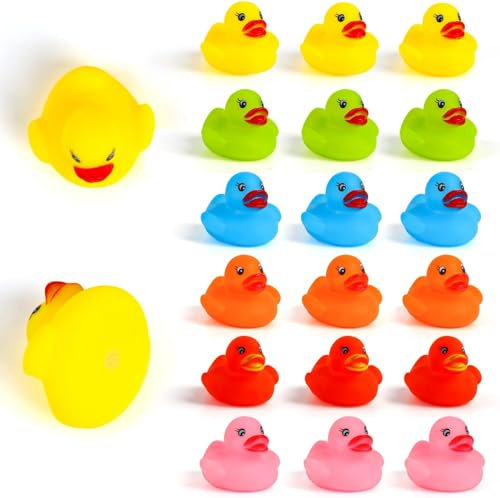 DERAYEE 18 Stück Badeente Gummi Ducky Badespielzeug für Kinder, Float und Squeak Mini Gelbe Enten Badewanne Spielzeug für Dusche,Geburtstag