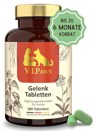 V.I.PAWS® Kollagen für Hunde - LABORGEPRÜFT & HOCHDOSIERT - 180 Hunde Gelenktabletten im Vorteilspack - HOHE AKZEPTANZ & WIRKSAMKEIT - mit Grünlippmuschel MSM Spirulina Brennnessel Mädesüß