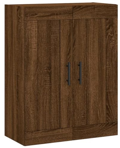 vidaXL Wandschrank, Hängeschrank mit 3 Fächern 2 Türen, Wandmontage Badschrank, Aufbewahrungsschrank für Wohnzimmer Schlafzimmer, Braun Eichen Optik Holzwerkstoff