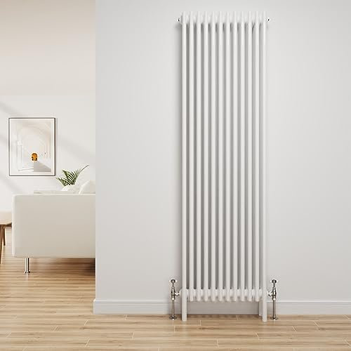 NRG Traditional Radiator Gloss White Cast Iron 4 Column Vertical Central Heating Bathroom Radiators 1800x560mm
