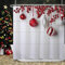 Ttincceer Rideau de Douche de Noël 180x180cm - Rétro Bois Blanc Rouge, Boule de Noël - Moderne Nouvel An Décoration de Salle de Bain - Étanche