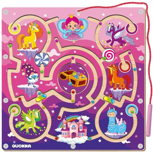 Quokka Magnet Kinderspielzeug für 2–3-Jährige - Montessori Labyrinth-Einhorn Reisespiele ab 3-5 Jahren Holz Lernspiele ab 3 Jahre für Autofahrt - Spiele ab 2 3 4 Jahre