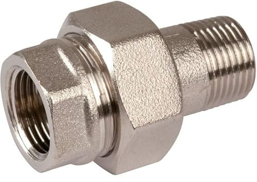 Raccord union laiton nickelé droit à visser - M 3/8' - F 3/8'