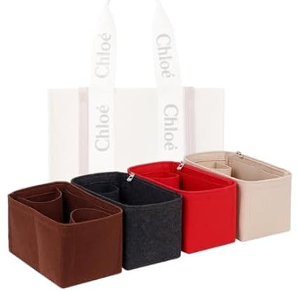 LinerLink Taschen-Organizer für Chloe kleine Holz-Tragetasche (26,5 x 20 x 8 cm (L x H x T), handgefertigter Taschen-Organizer, individueller Tascheneinsatz, 2 mm Filztascheneinsatz,