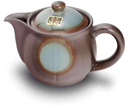 Japanese Banko Ware Teapot with Removable Stainless Steel Strainer - Versatile Pot for Tea, Coffee, and More - Lightweight, Heat-Resistant with Superior Heat Retention (Blue)