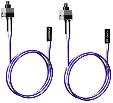 Switian Lot de 2 Interrupteurs d’Alimentation et Reset PC, Câble Commutateur 2 Broches pour Carte mère ATX, Bouton Démarrage/Redémarrage pour Boîtier Ordinateur de Bureau