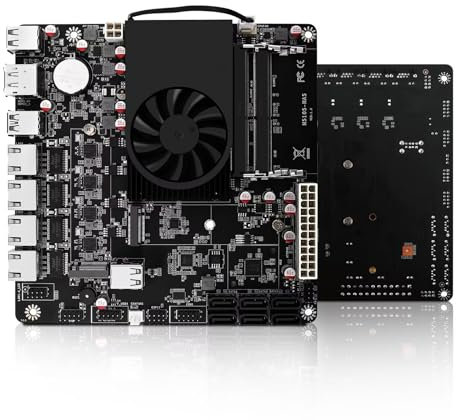 ROUAFWIT NAS Motherboard Celeron N5105, 6 x SATA3.0, 2 x M.2 NVMe, 2 x DDR4, 4 x I226v 2.5 Gigabit Ethernet, Micro Appliance NAS Board, 8GB DDR4 256GB SSD
