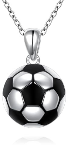 Flyow 3D Fußball Halskette 925 Sterling Silber Fußball Anhänger Sportschmuck Weltmeisterschaft Olympische Geschenke