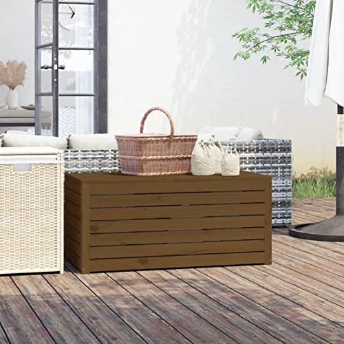 ShGaxin Gartenbox Honigbraun 101x50,5x46,5 cm Massivholz Kiefer, Kissenbox Outdoor WassBerdicht, Auflagenbox, Aufbewahrungsbox, Terrassenschrank, Gartentruhe, Gartenkiste - 823951