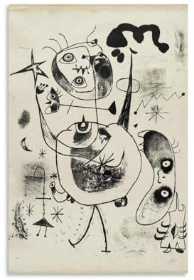 YYUEQIL Joan Miro Poster mit Tierauge, Kunstdruck, Wandkunst, Gemälde, Leinwand, Geschenk, Dekoration, Zuhause, dekorativ, ungerahmt, 20 x 30 cm