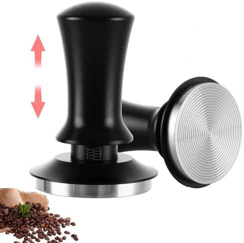LOPYXBR Tamper 58mm Kaffee Tamper Druckregulierender Espresso Tamper mit Skaleneinstellung Gewindesockel aus Edelstahl für Cafes und Kaffeeliebhaber