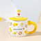 TOXVEK Tazza In Ceramica Con Piccola Papera Gialla Del Fumetto Con Tazza Da Colazione In Silicone Con Coperchio, Grande Capacità 400 Ml