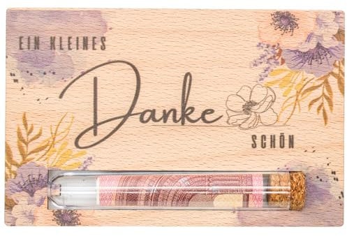 Geldgeschenk Dankeskarte - Geschenkkarte aus Holz - kleines Dankeschön, Geld verschenken, Geschenkverpackung Geld Gutschein, stilvolle Geschenkidee, vielen Dank (Ein kleines Dankeschön Blume)