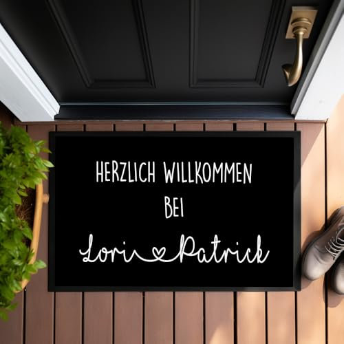 Manufaktur Liebevoll Fußmatte Personalisiert Namen Fussmatte Herz Schmutzfangmatte Teppich Geschenk Hochzeit Familie Geschenk Einzug Umzug Name (Lori & Patrick)