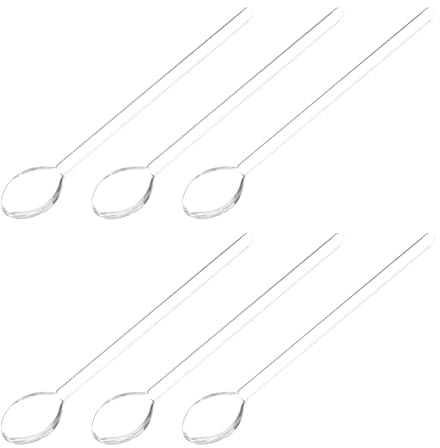 PRETYZOOM Glaslöffel Lang 14.20 cm Hitzebeständiger Rührlöffel Aus Glas Wiederverwendbar Mit Ergonomischem Griff Für Kaffee Latte Macchiato Milch Cocktails Desserts 6 Stück