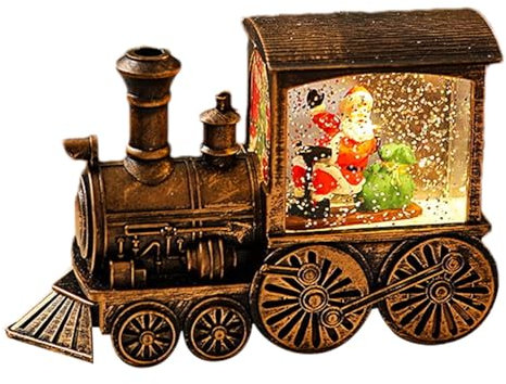 Wpsagek Weihnachtsschneelaterne,Weihnachtsschneekugellaterne - Retro-Schneekugel-Weihnachtsbeleuchtung | LED glitzernde Ornamente, kleine Zugfiguren, Weihnachtsmann, Schneemann, Festliche