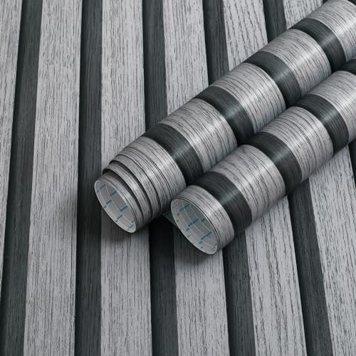 Timeet 44x1000cm Grey Wood Peel and Stick Wallpaper Grey Wooden Effect Vinyl Warp Self Adhesive Sticky Back Wallpaper Waterproof for Bedroom Living Room Kitchen Wall Cabinet