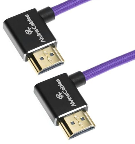 Alvin's Cables 8K 2.1 HDMI-Kabel 48 Gbit/s 8K@60Hz 4K@120Hz Hochgeschwindigkeits-geflochtenes Spiralkabel für Sony A7 A9, BMPCC, Canon C70,Atomos Ninja, Feelworld, Winkel von links nach links, Lila