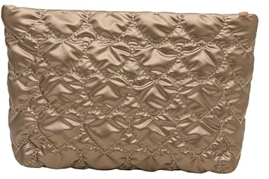 CRGANGZY Kosmetiktasche for Damen und Mädchen, gesteppt, herzförmig, Reise-Kulturbeutel, Aufbewahrungstasche, Organizer, Make-up-Handtasche, Wasch-Kulturbeutel, Aufbewahrungstasche (Gold)