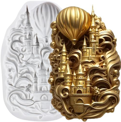 MINFEIDMS Castle Moules à fondant en silicone pour décoration de gâteau, chocolat, cupcakes, bonbons, pâte à sucre, pâte à sucre, argile polymère