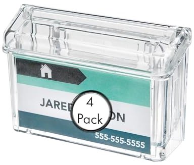 Deflecto Wall Mounted Business Card Holder - Outdoor 'Grab a Card' - Pack of 4 - Clear