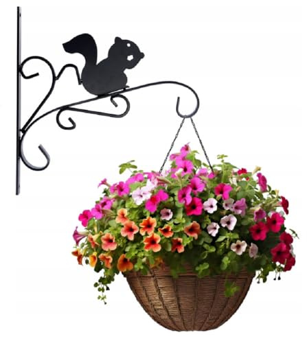 MIKONI Blumenhaken Haken Wandhaken Blumenampel Blumentopf Hängetopf Wandhalterung Korb Blumenampelhalter Wandhalter Gartenkörbe Blumenampel Eichhörnchen (2)