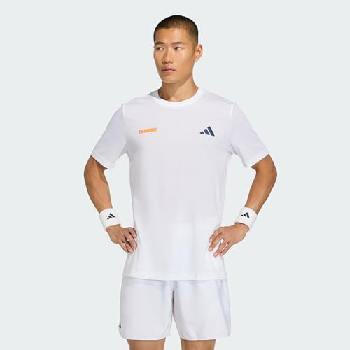 adidas Men's Tennis HOT Egg Graphic T-Shirt, White, M