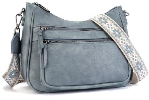 VIMUTI Umhängetasche Damen Mittelgroß,Leicht Veganes Leder Crossbody Bag Damen mit Vielen Fächern Tasche Damenhandtasche mit Verstellbar Breitem Schultergurt