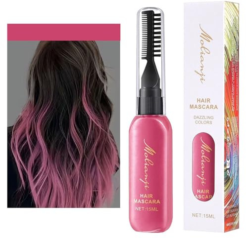 Cera colorata temporanea per capelli, mascara colorato, crema per sopracciglia 1,5 ml, Mascara color fango portatile monouso per feste e cosplay -ITHZ04 (Rosa, 1.5ML)