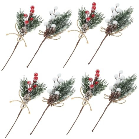 HAMPPLIES 12stücke Teiliges Weihnachtsbaum-dekorationsset Aus Künstlichen Tannenzweigen Beeren Und Kieferzapfen Für Kreative -projekte Für Weihnachtsbaum Kranz Und Festliche Dekorationen
