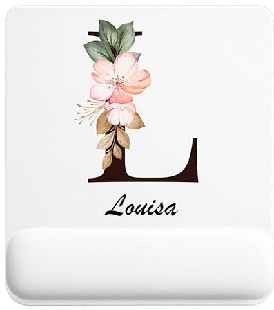 Planetee Tapis de Souris Louisa Lettre | Accessoire Bureau Ergonomique - Idéal pour Anniversaire, Collègue, Secret Santa Noël, Fête des Pères et Fête des Mères